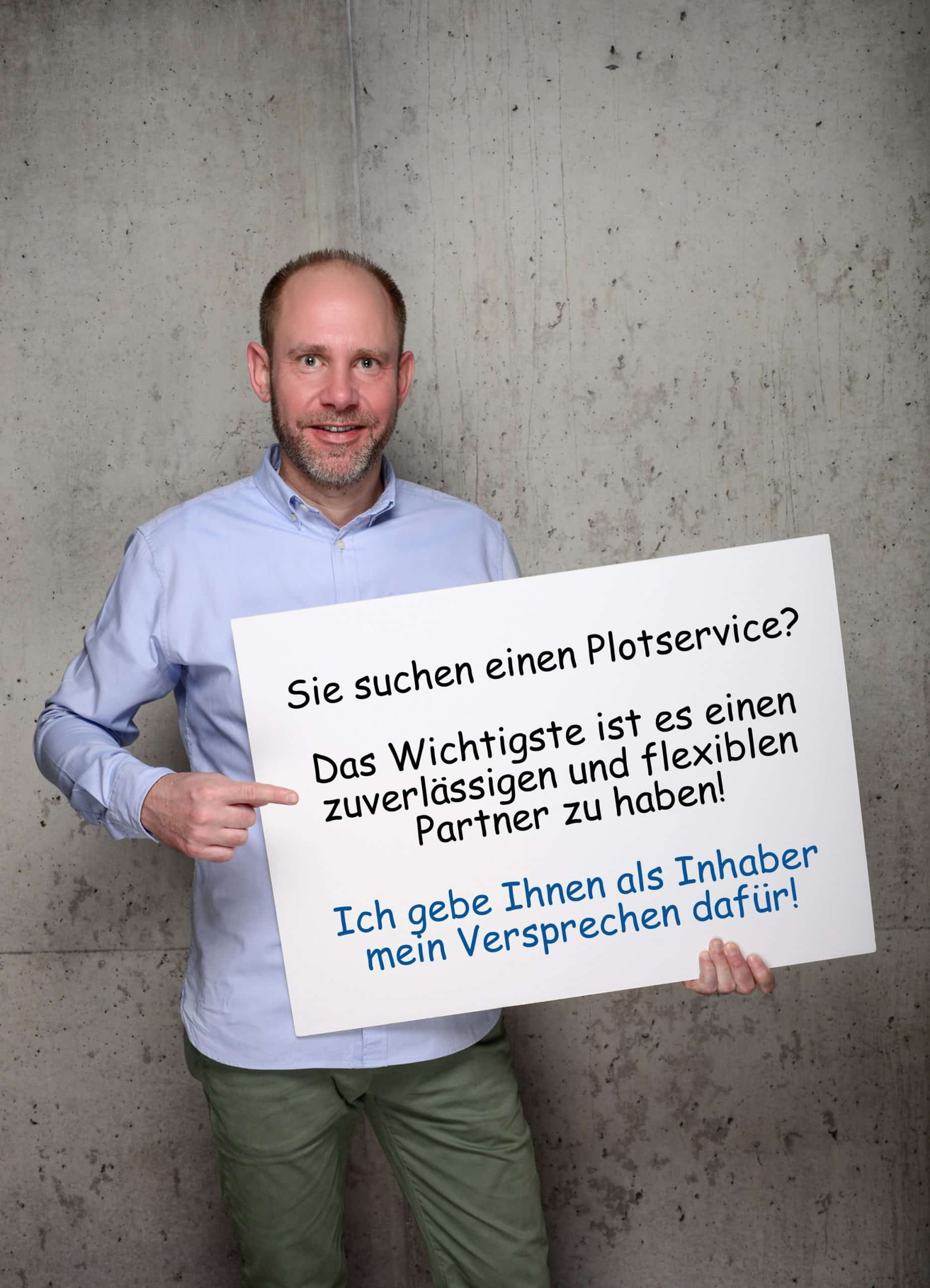 Schild mit Text zum Plotten